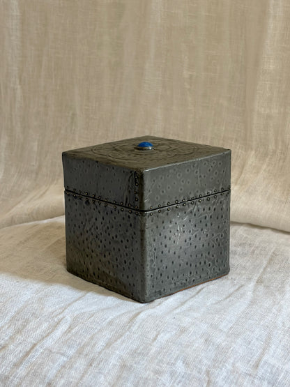 Arts & Crafts Hammered Pewter Tea Caddy