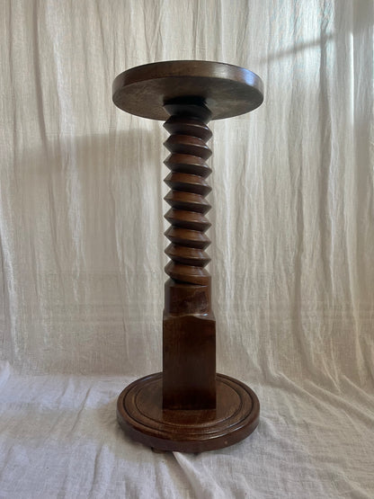 French Oak Pedestal Side Table