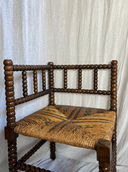 19th Century French Bobbin Corner Chairs