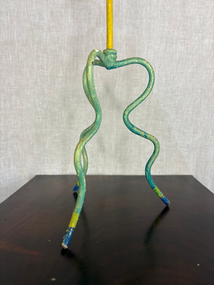 Naively Painted Arts & Crafts Candle Stick