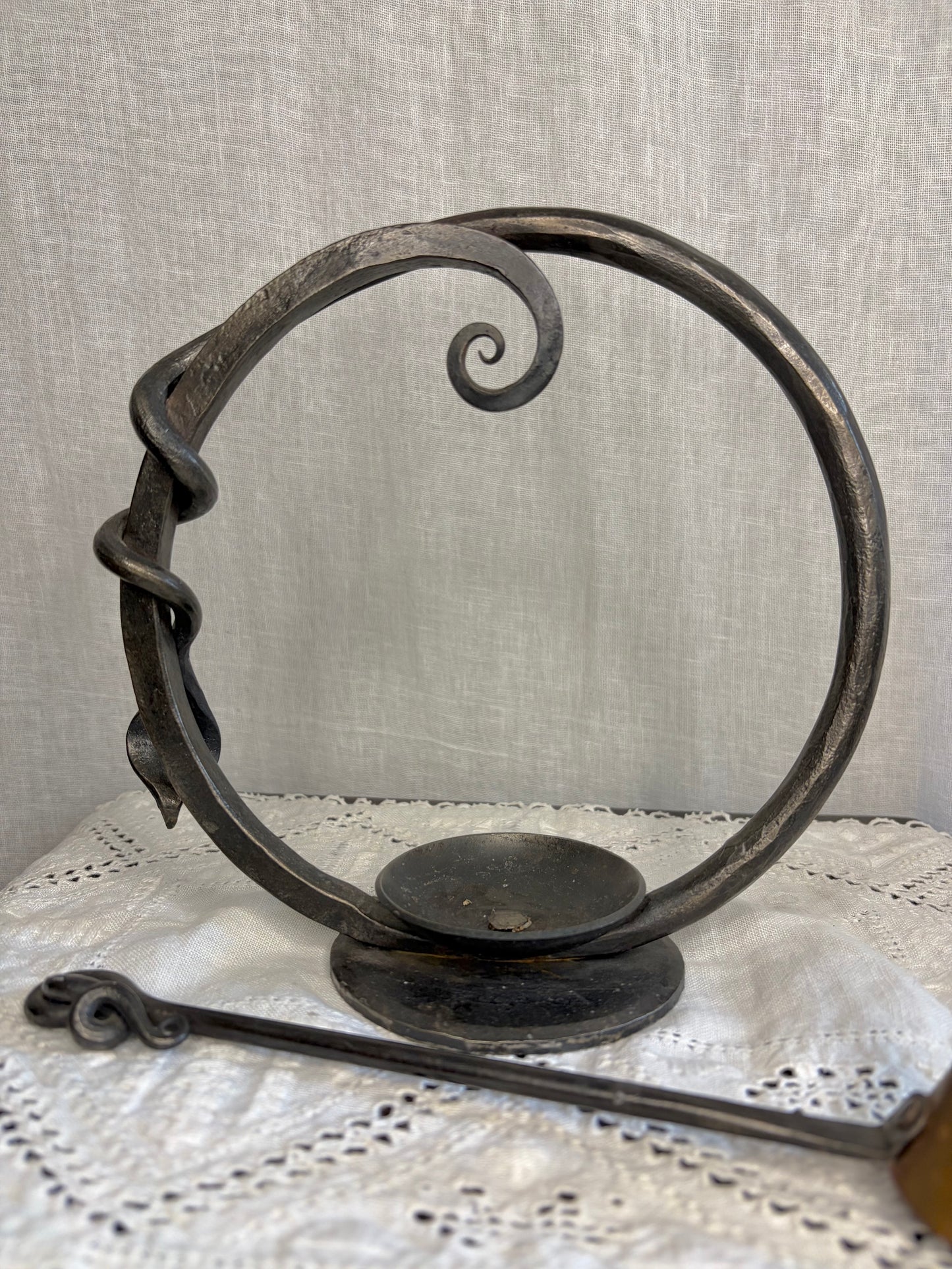 Hand Forged Candle Holder With Copper Snuffer
