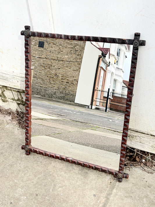 Antique Tramp Art Style Mirror
