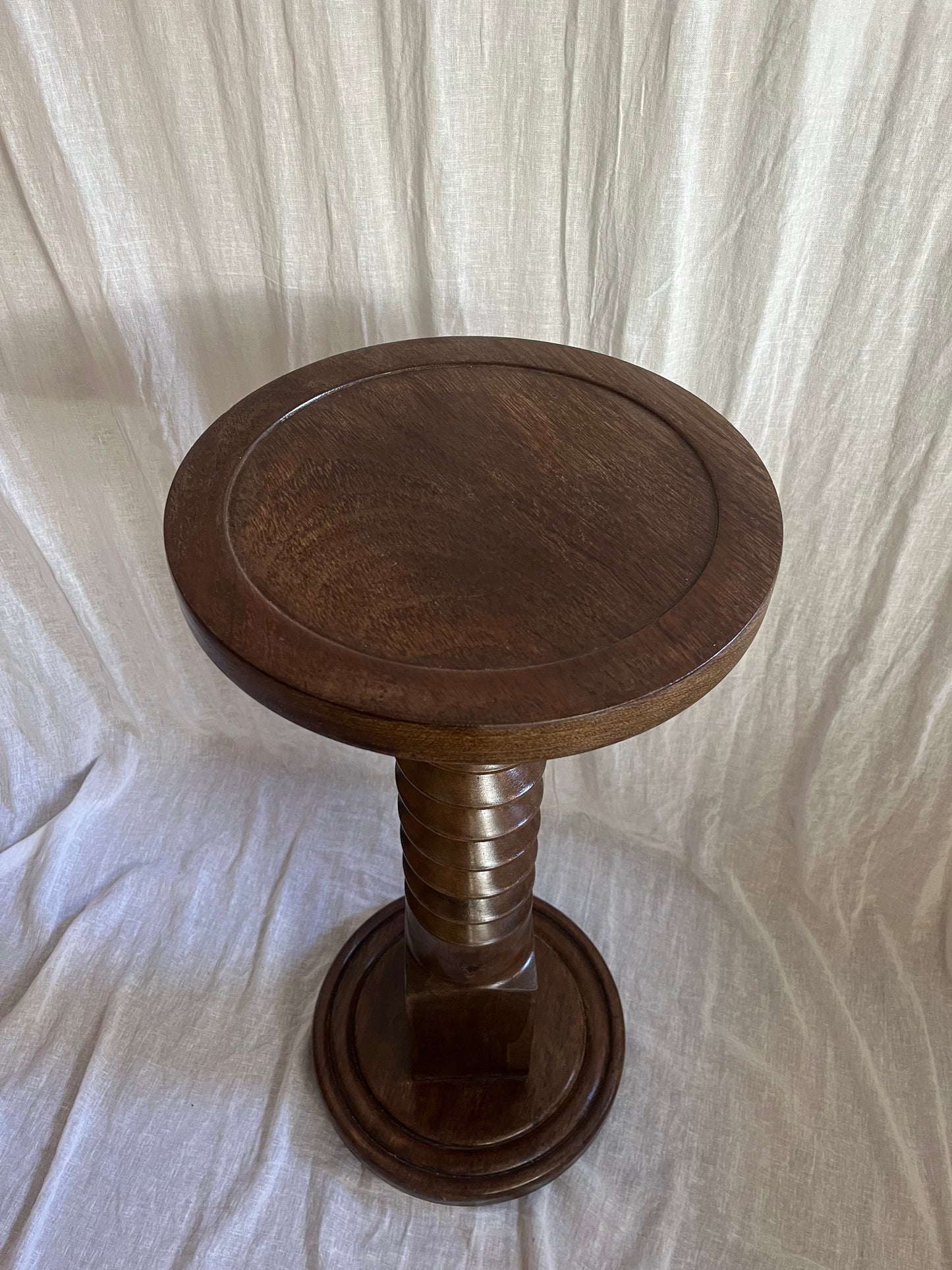 French Oak Pedestal Side Table
