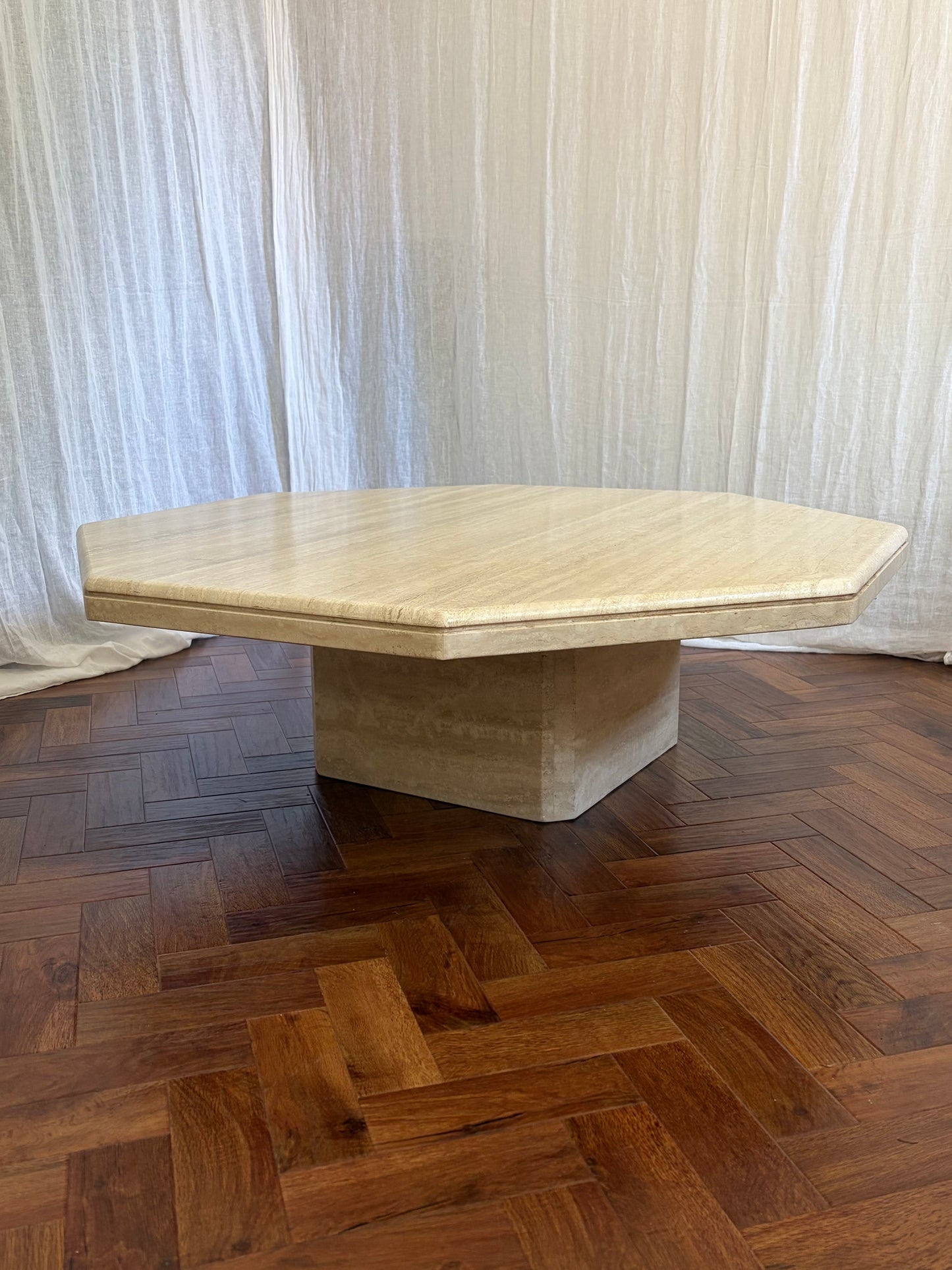 Large French Travertine Coffee Table