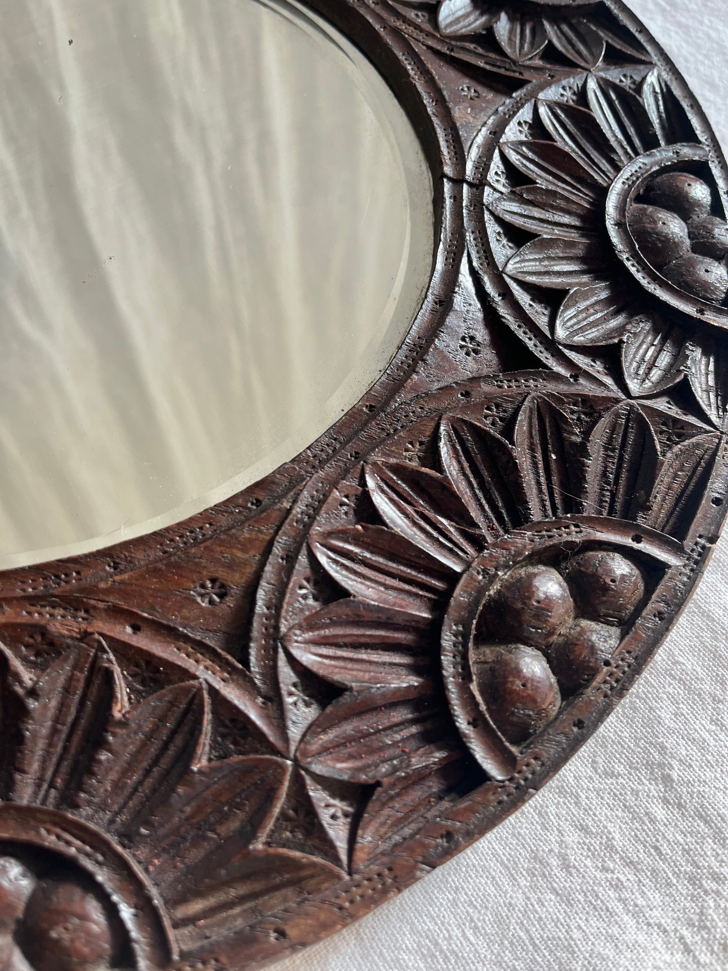 Late 19th Century Indian Hard Wood Bevelled Mirror