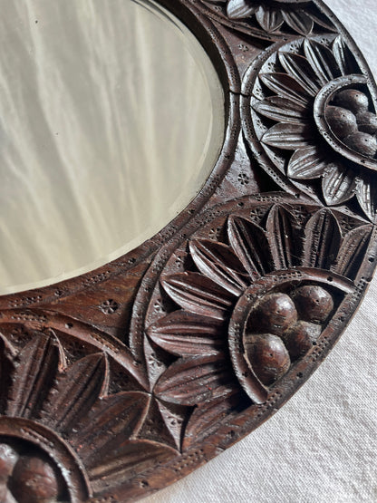 Late 19th Century Indian Hard Wood Bevelled Mirror
