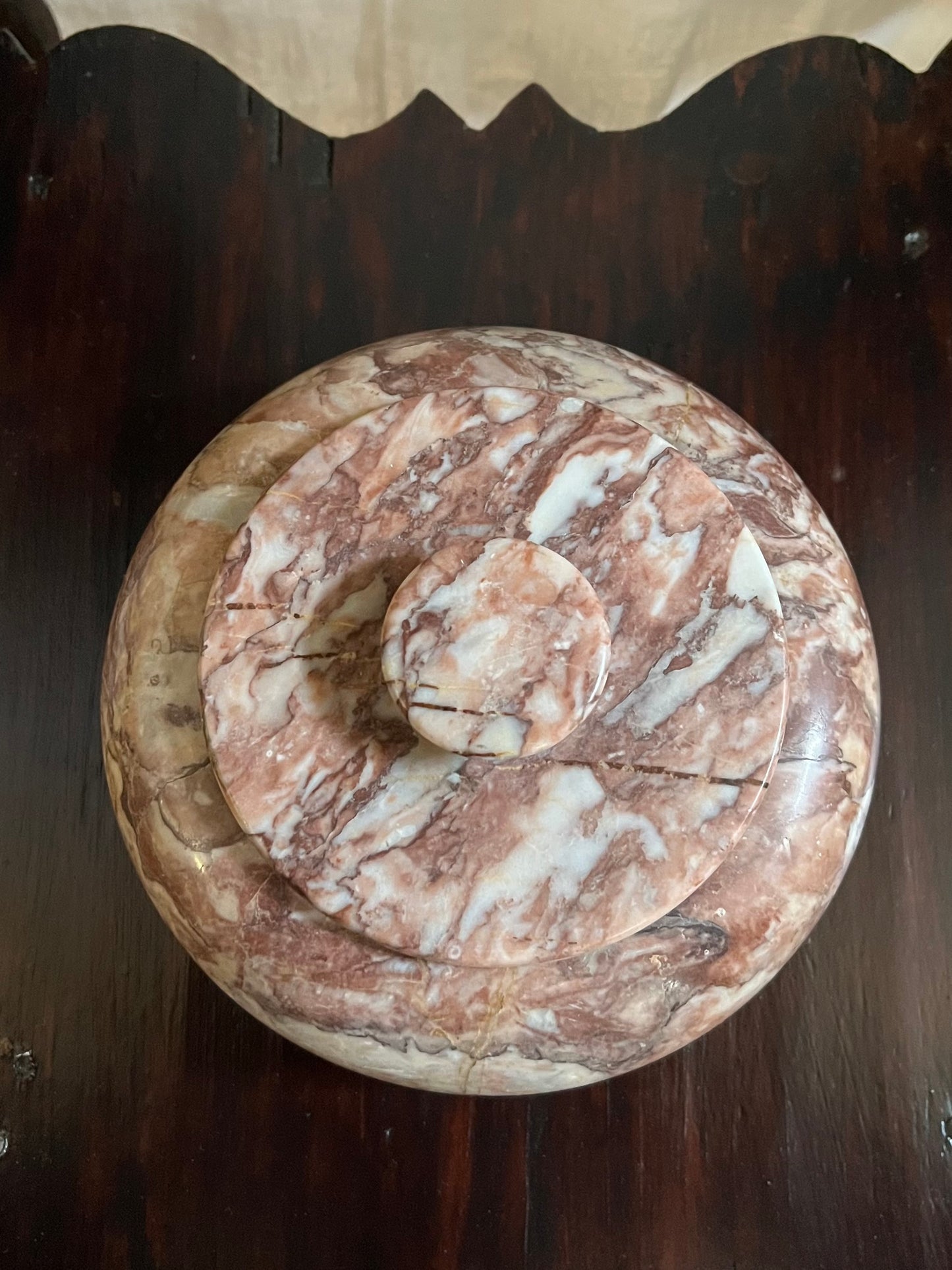 Small Pink Marble Lidded Pot