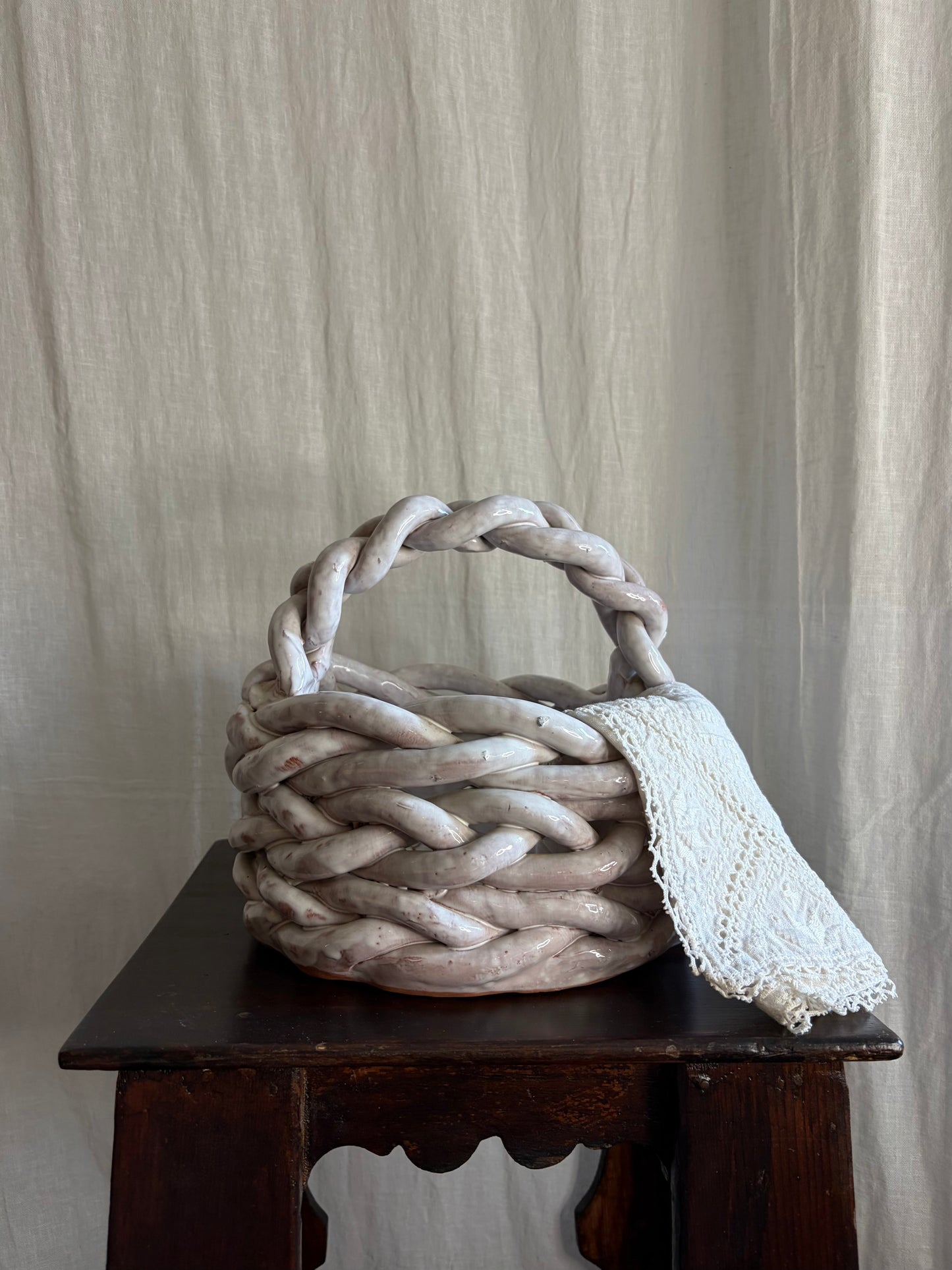 Sculptural Ceramic Basket By Sylvie Nisbett