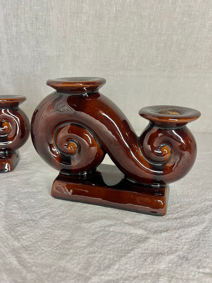 Pair of Vallauris Ceramic Candle Holders
