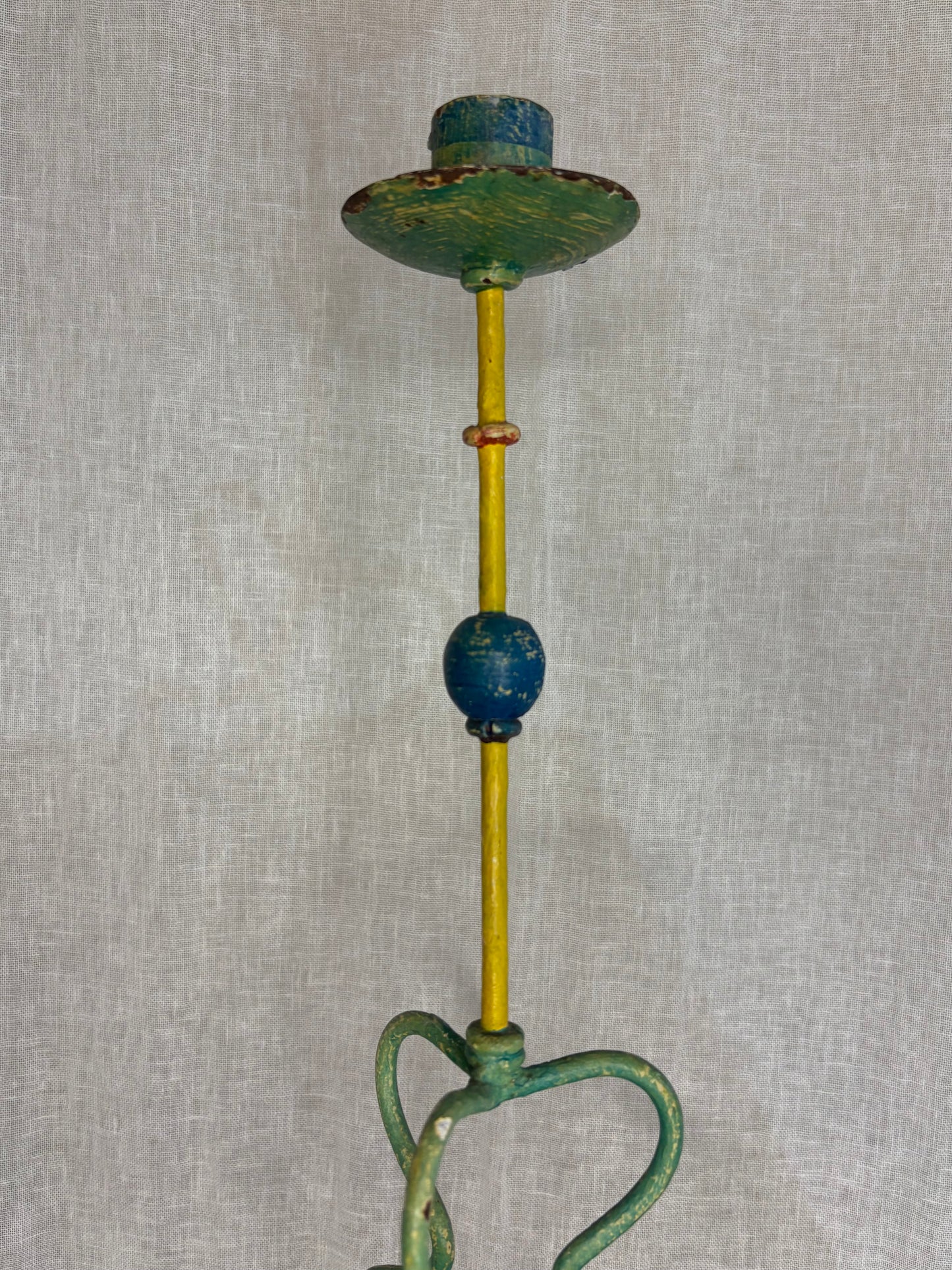 Naively Painted Arts & Crafts Candle Stick
