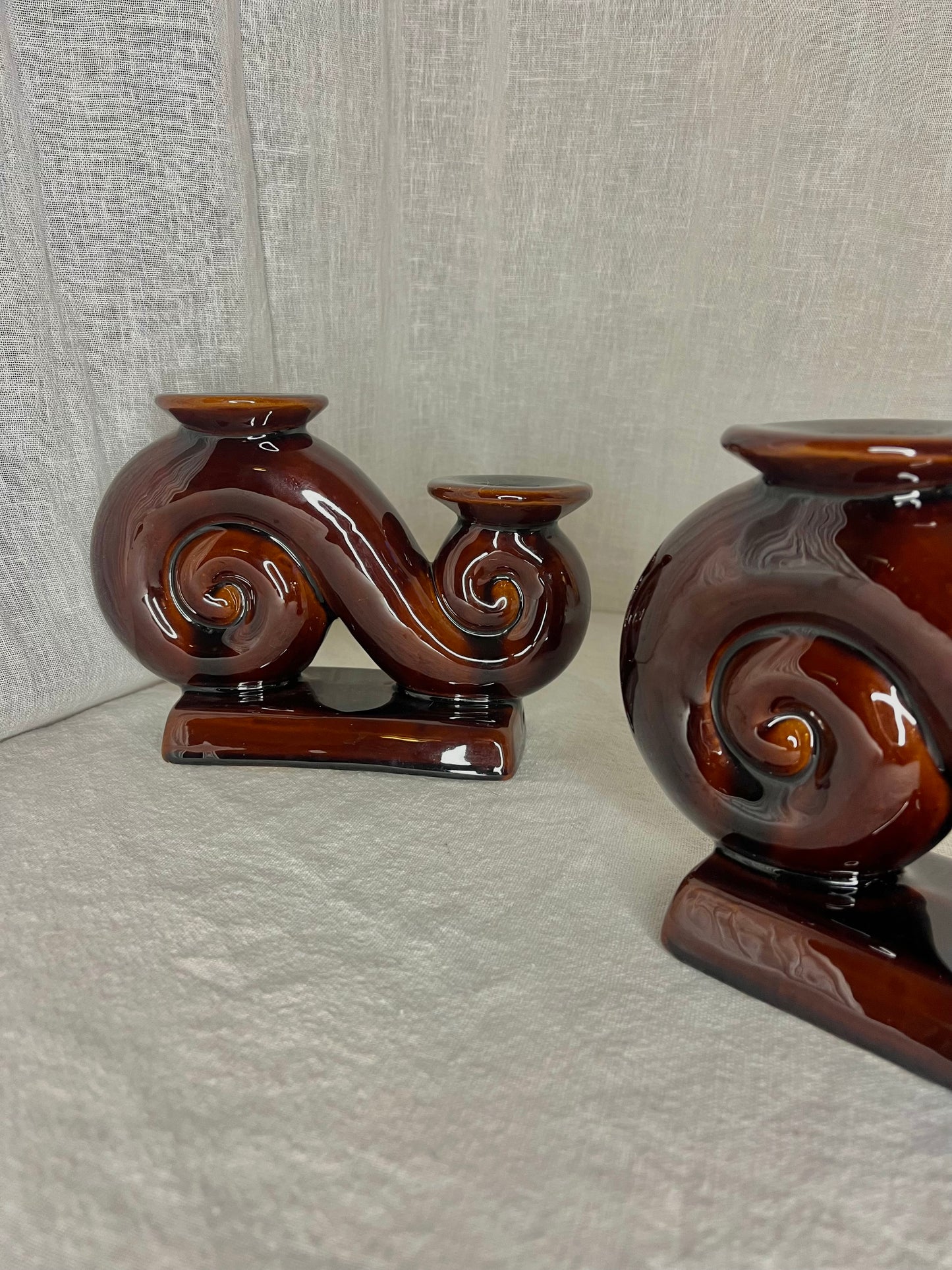Pair of Vallauris Ceramic Candle Holders