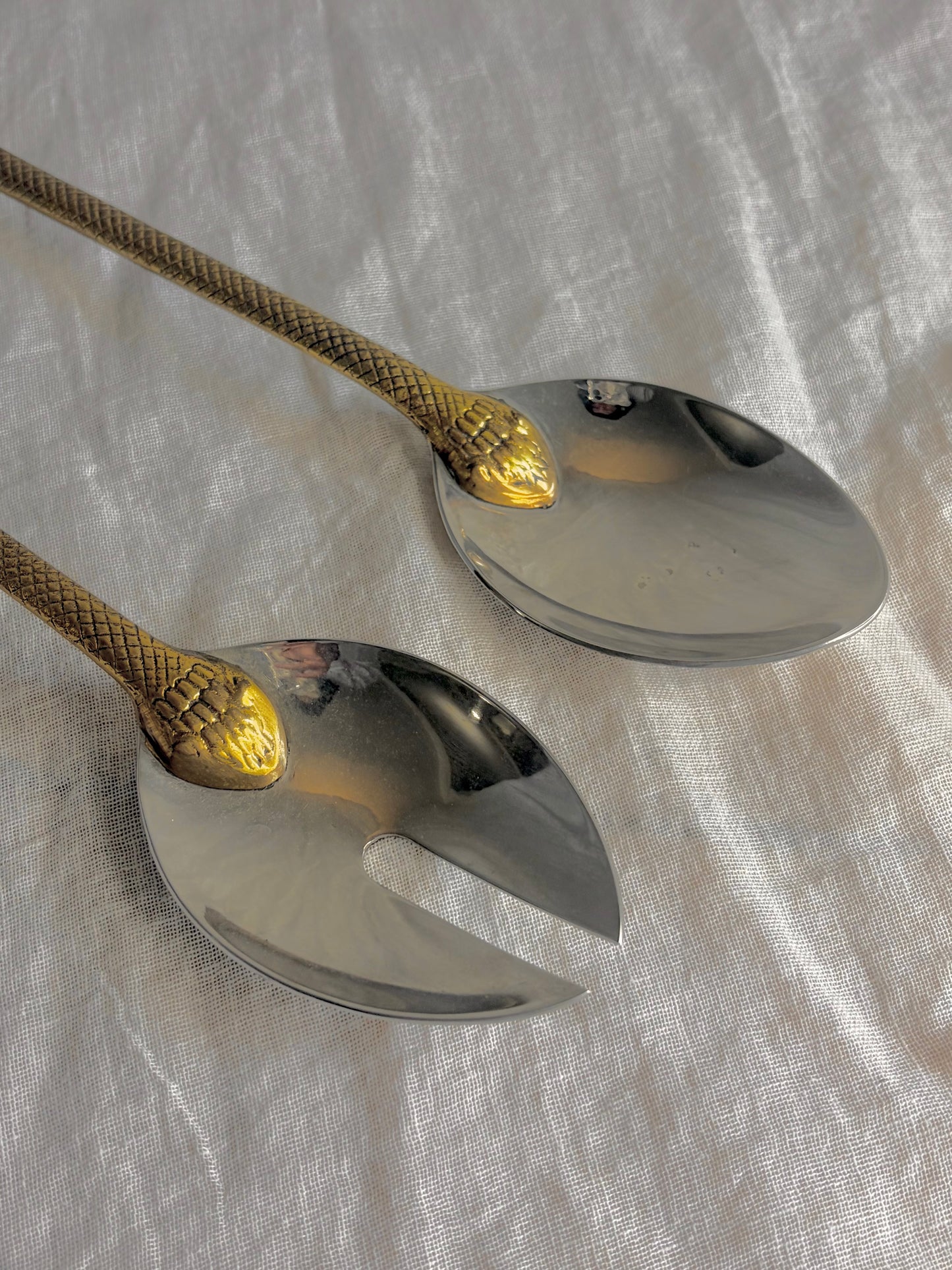 Vintage Snake Handle Salad Servers