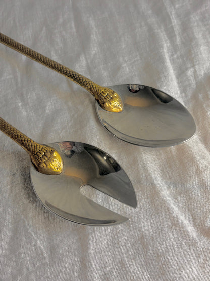 Vintage Snake Handle Salad Servers