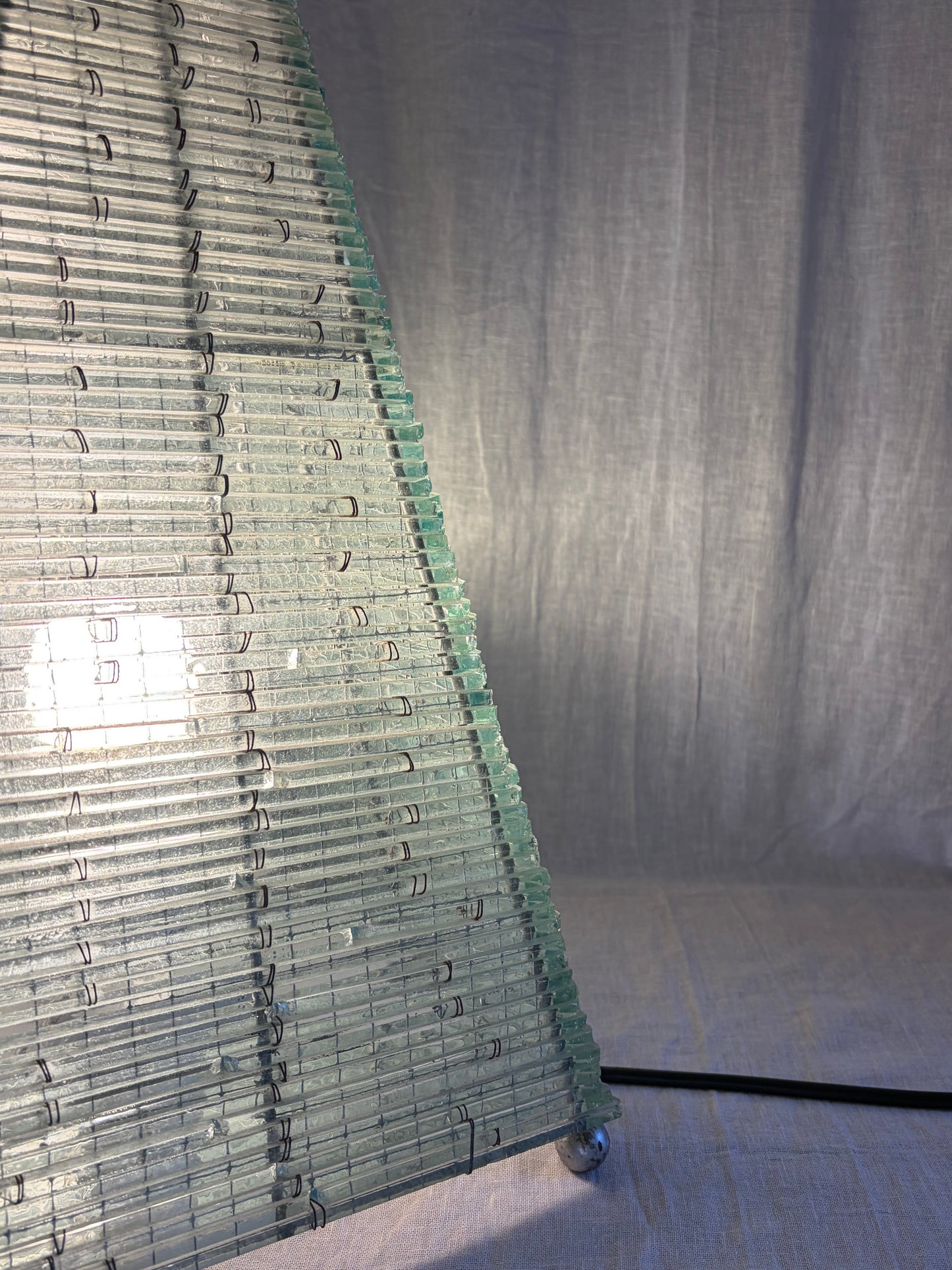 1970s Glass Shard Pyramid Lamp