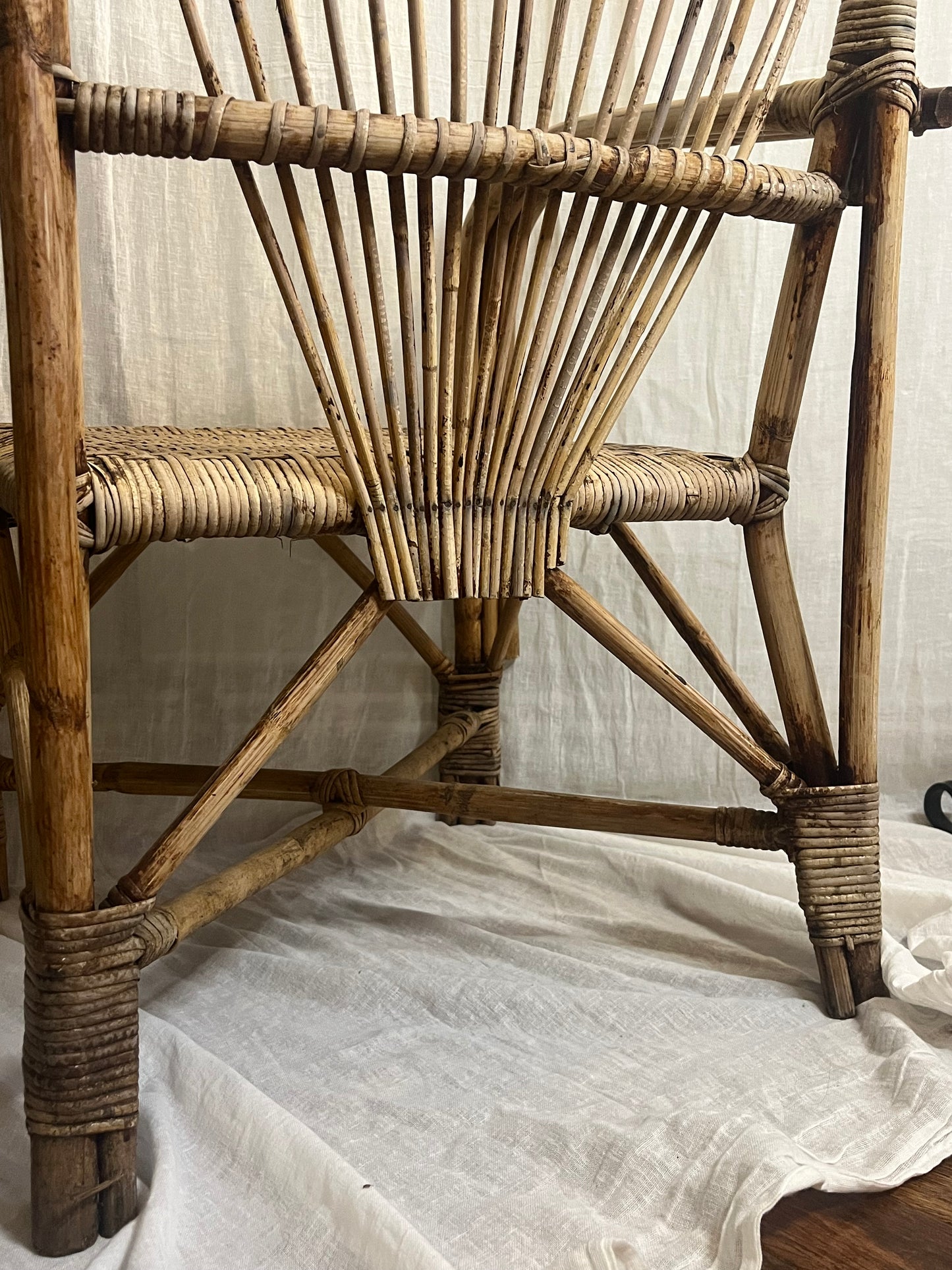 Woven Bamboo Arm Chair Attributed To Adrian Adoux
