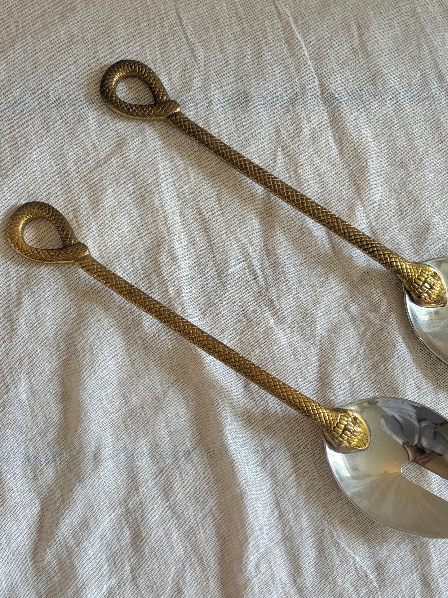 Vintage Snake Handle Salad Servers